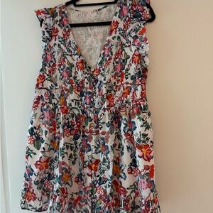 White Colorful Flowy Floral Anthropologie Sleeveless Dress size XL